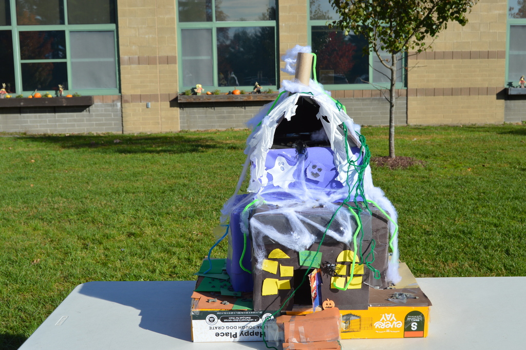 cardboard haunted houses made by 5th grade students