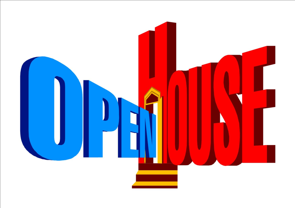 Image of the words Open House in Red & Blue